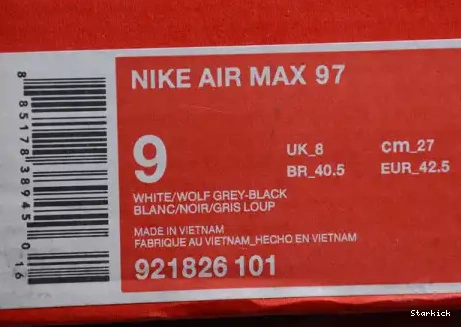 Air 921826-101 Grey White Triple 97  Wolf Max 0608